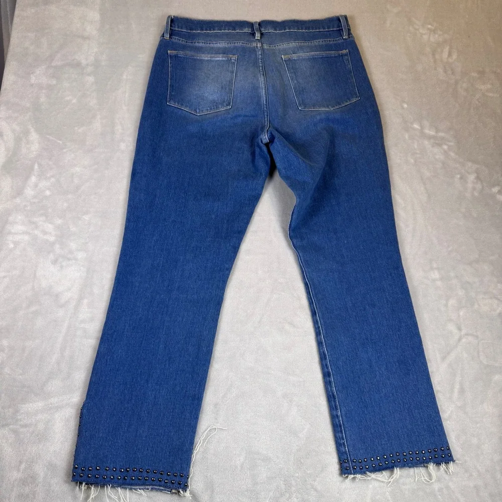 FRAME Denim Le High Straight Studded‎ Hem Jeans Womens Size 32 Raw Hem